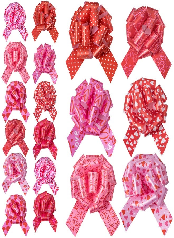 مجموعة راباهوليك من 18 قطعة من فيونكات عيد الحب - فيونكات بقطر 5 بوصات بتصميم عيد الحب، مثالية للعطلات، وتوزيعات الحفلات، والديكور. - Image 1